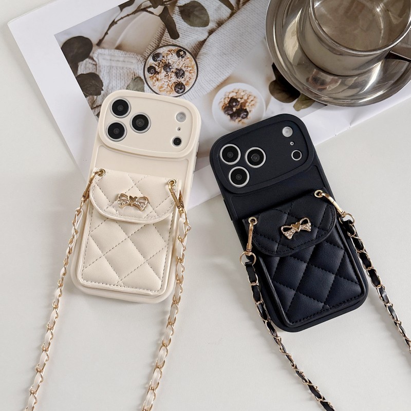 Chain Crossbody Quilted - Custodia a Portafoglio Trapuntata per iPhone
