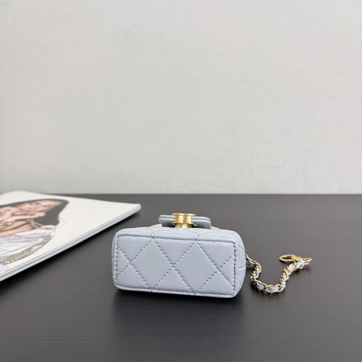Chain Crossbody Quilted - Borsa a Tracolla Mini Trapuntata Blu