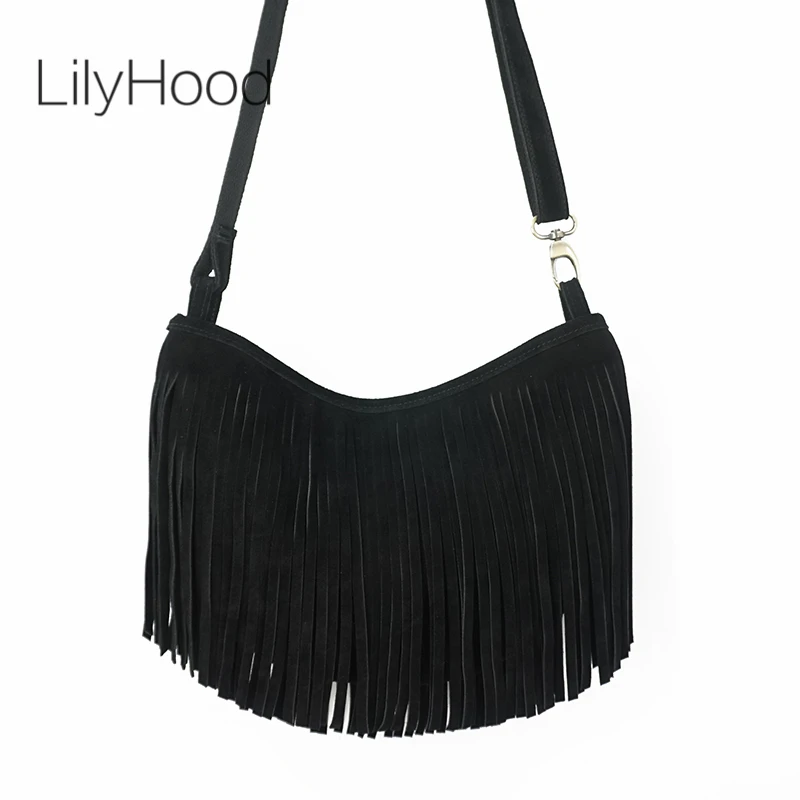 Borsa a tracolla con frange in - Half Moon Bag Suede recensione e prezzo